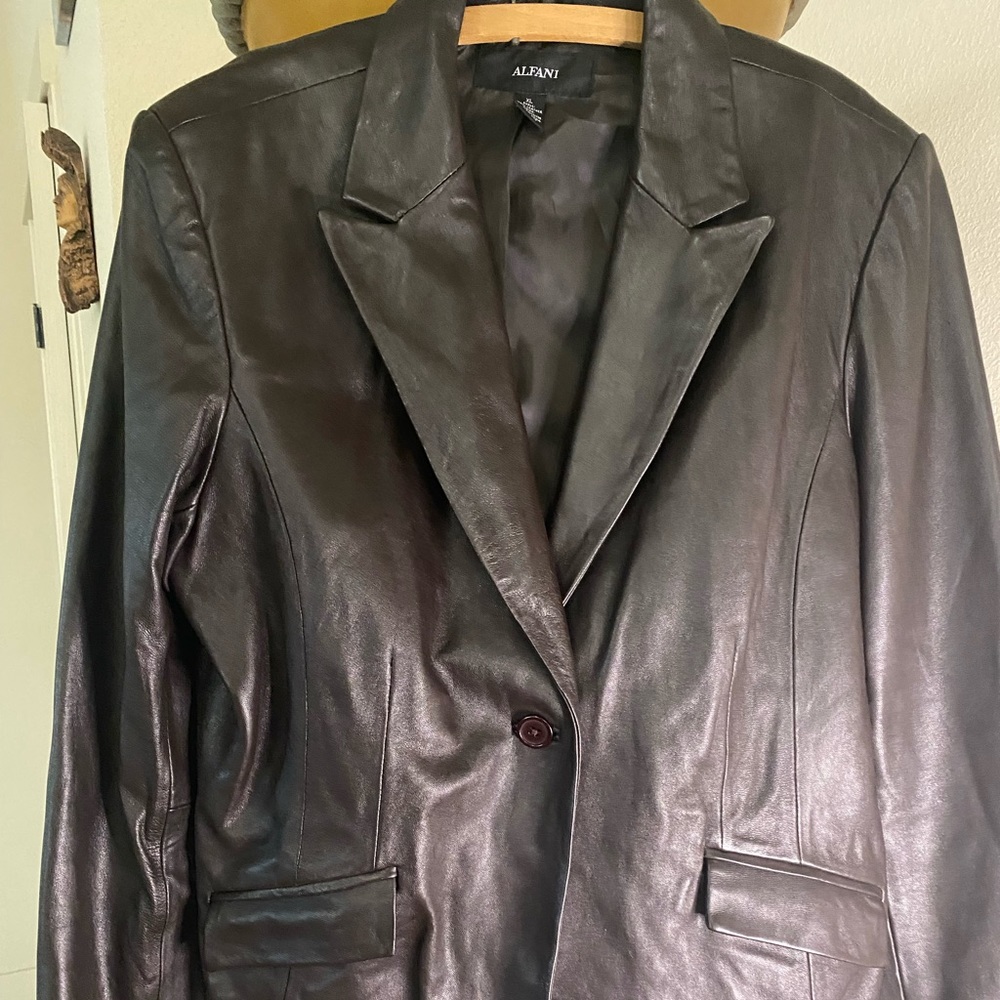 Alfani dark brown leather blazer, XL